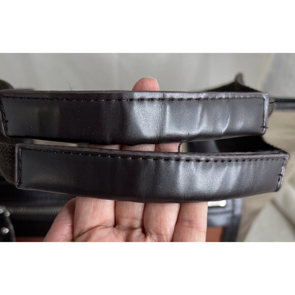 Sandra Roberts Large Tote Bag With Brown Handles & Front Zipper Pocket - Picture 3 of 12